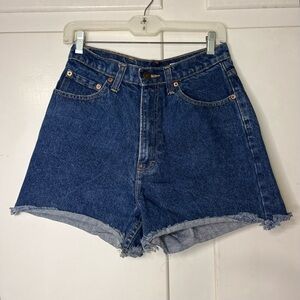 Vintage 90s Jordache Blue Denim High Rise Cut Off Distressed Jean Shorts